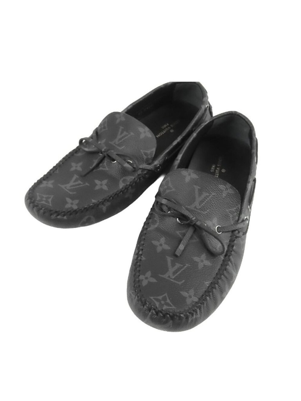 Louis Vuitton Driving Shoes Black Gray Monogram Eclipse 8